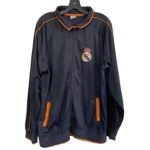 Real Madrid Official Product Track Jacket Top Black & Orange XL